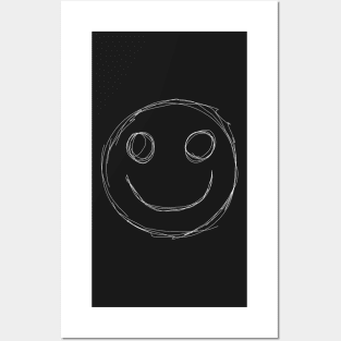 Dark and Gritty Emoji Smiley Face (white) Posters and Art